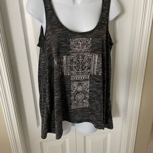 Black Patterned Cross Tank Top
